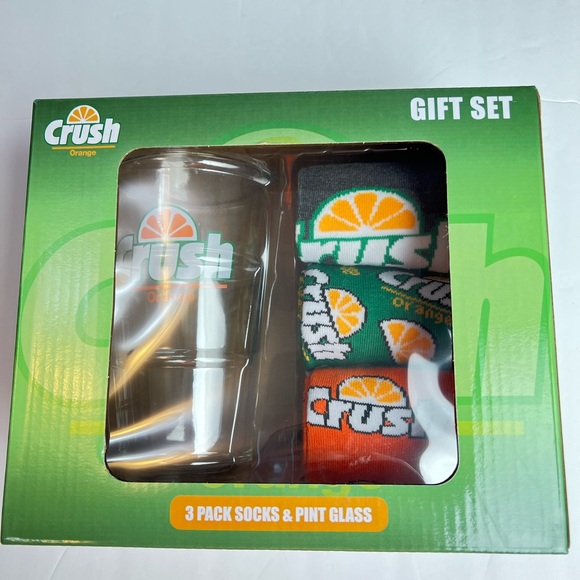 Orange Crush 3 pack pair crew socks and 12 oz pint glass gift set - Picture 4 of 8